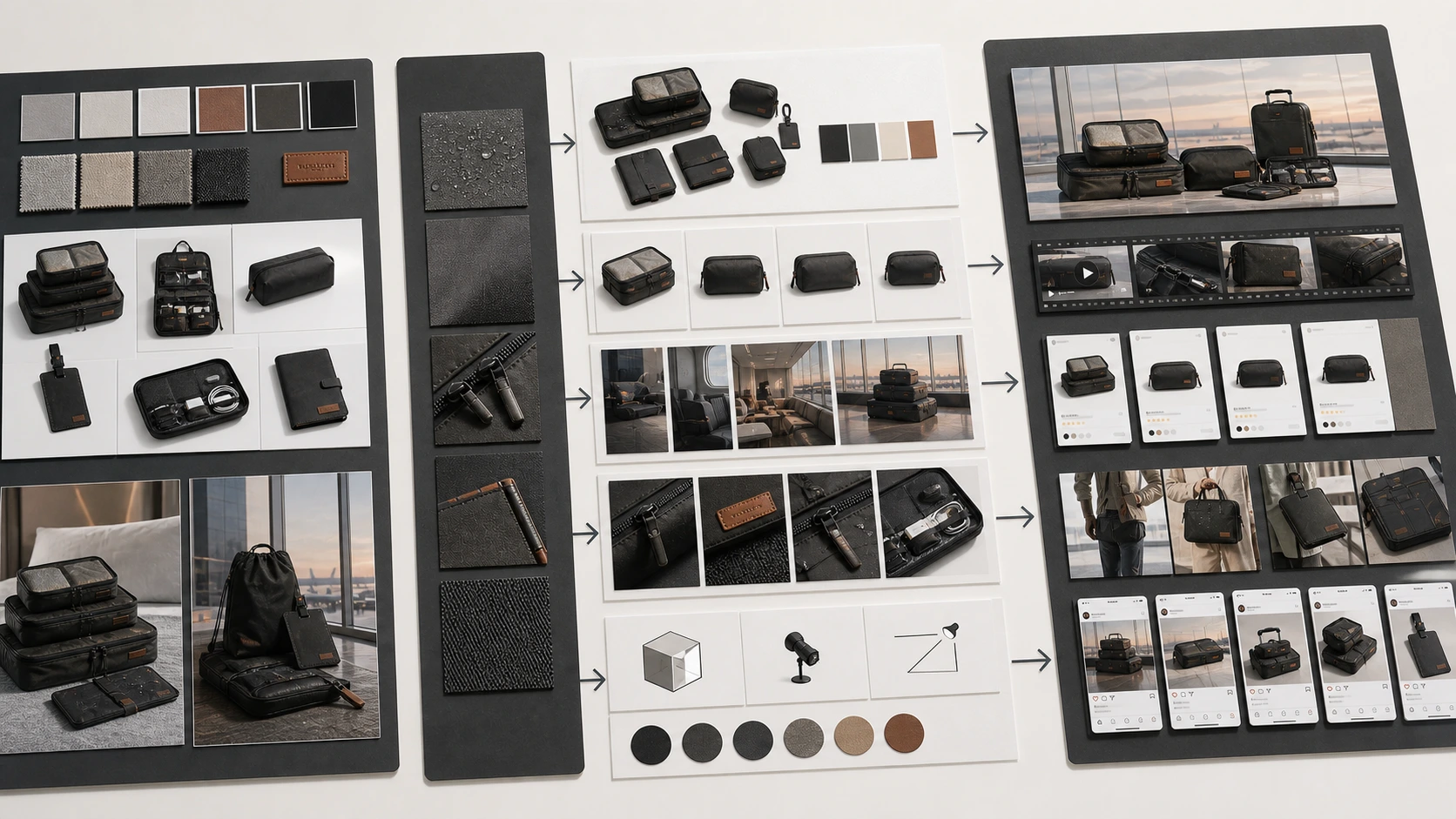 AgenixSocial Brand DNA workflow for consistent AI-generated travel accessories content.
