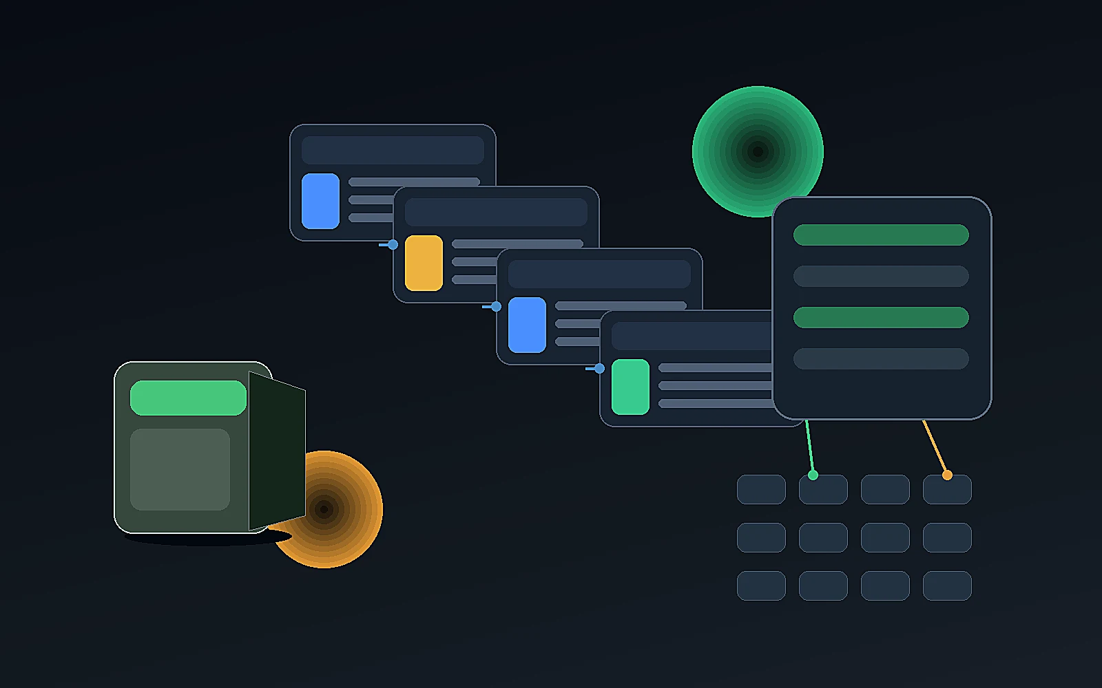 AI-generated ecommerce social content moving through approval workflow before publishing.