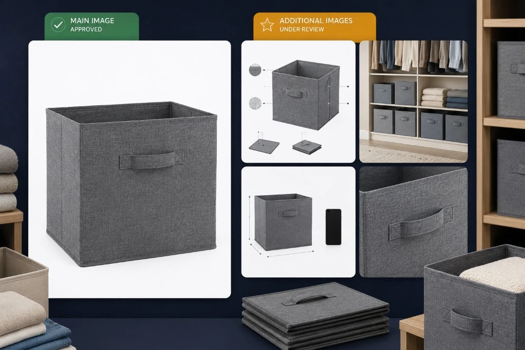 Main product image vs additional supporting images review for Amazon listing.