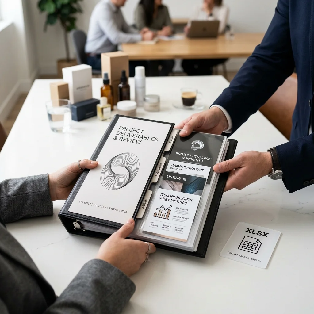 Review-ready Amazon title compliance delivery binder with title, Item Highlights, validation notes, and original columns.