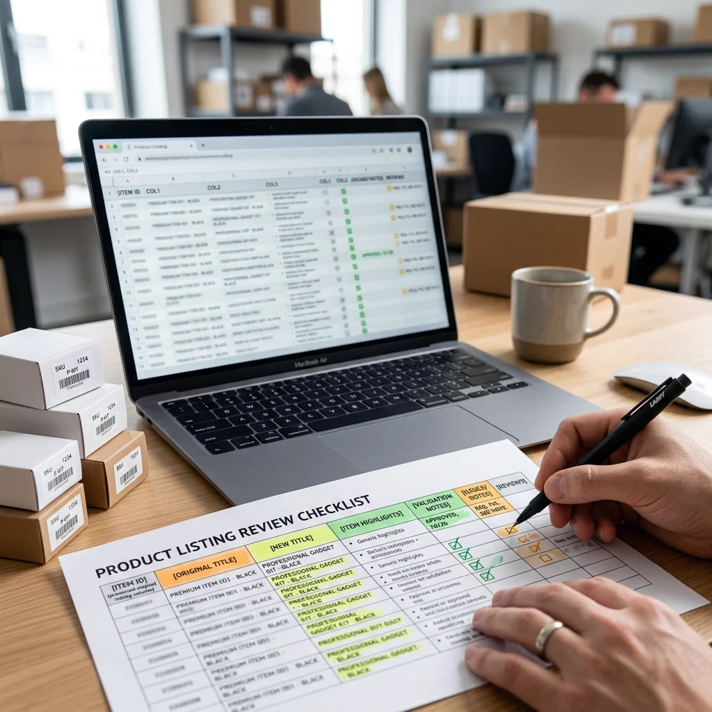 Review-ready XLSX export for Amazon title compliance checklist.