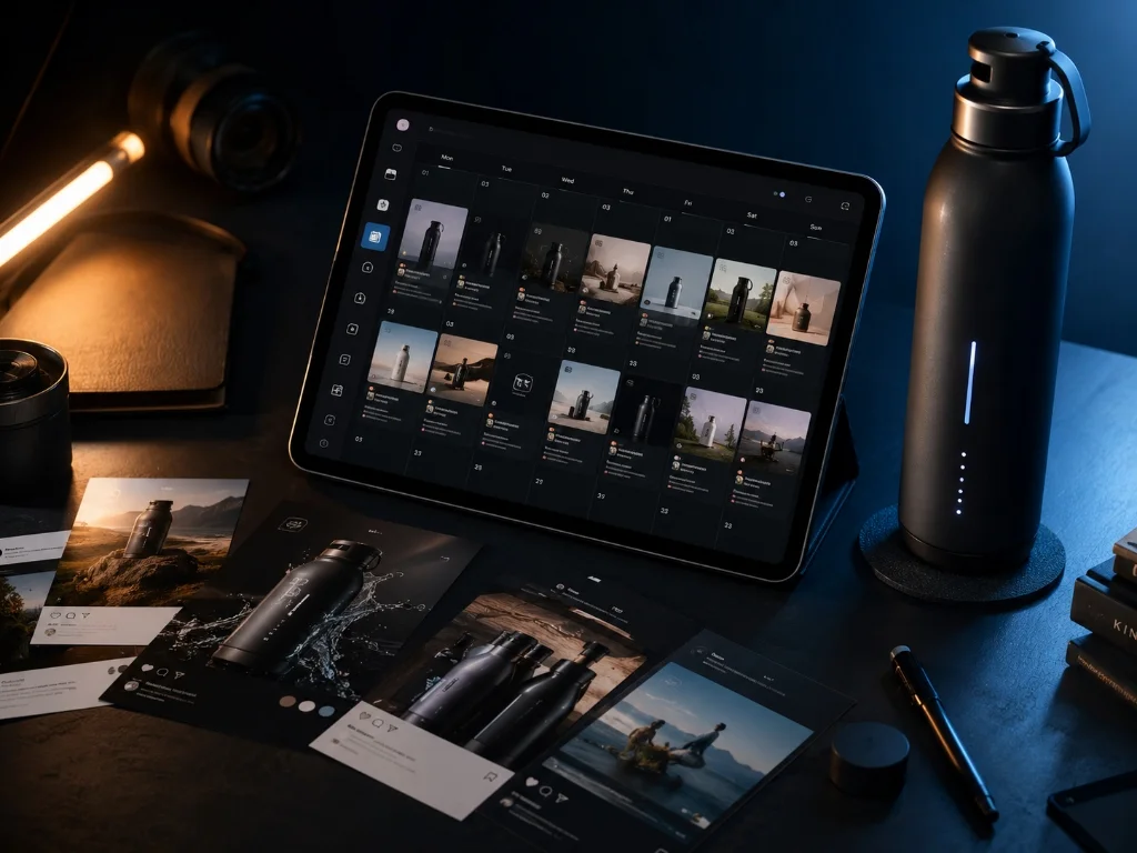 Best AI social media content generators for ecommerce comparing workspace components.