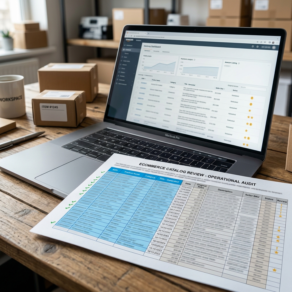 Review-ready XLSX export for bulk Amazon title compliance.
