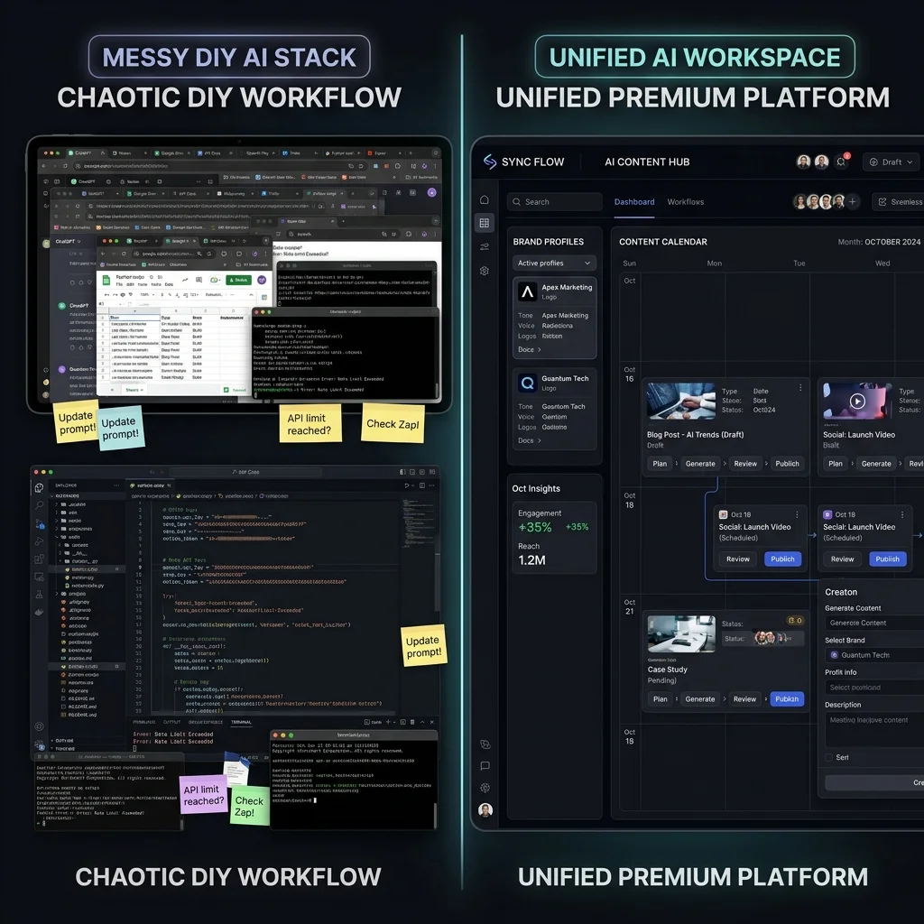 comparison of diy ai stack and unified workspace dashboard