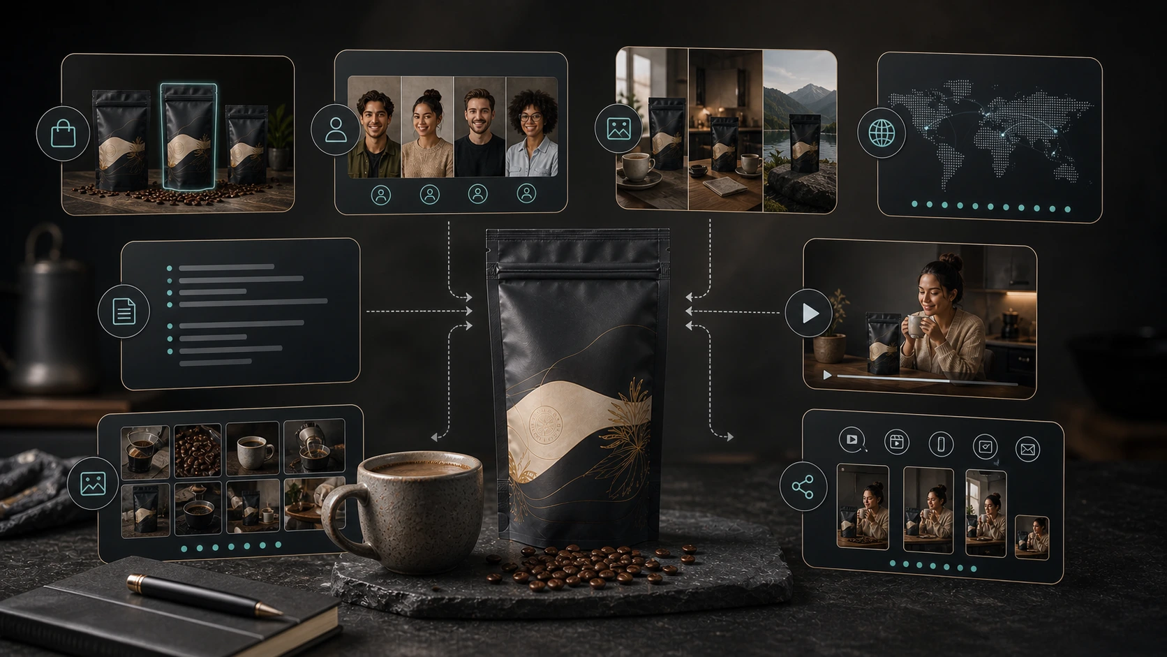 Product-led AI creator video workflow for ecommerce brands using product context, avatars, languages, scripts, and campaign reuse.