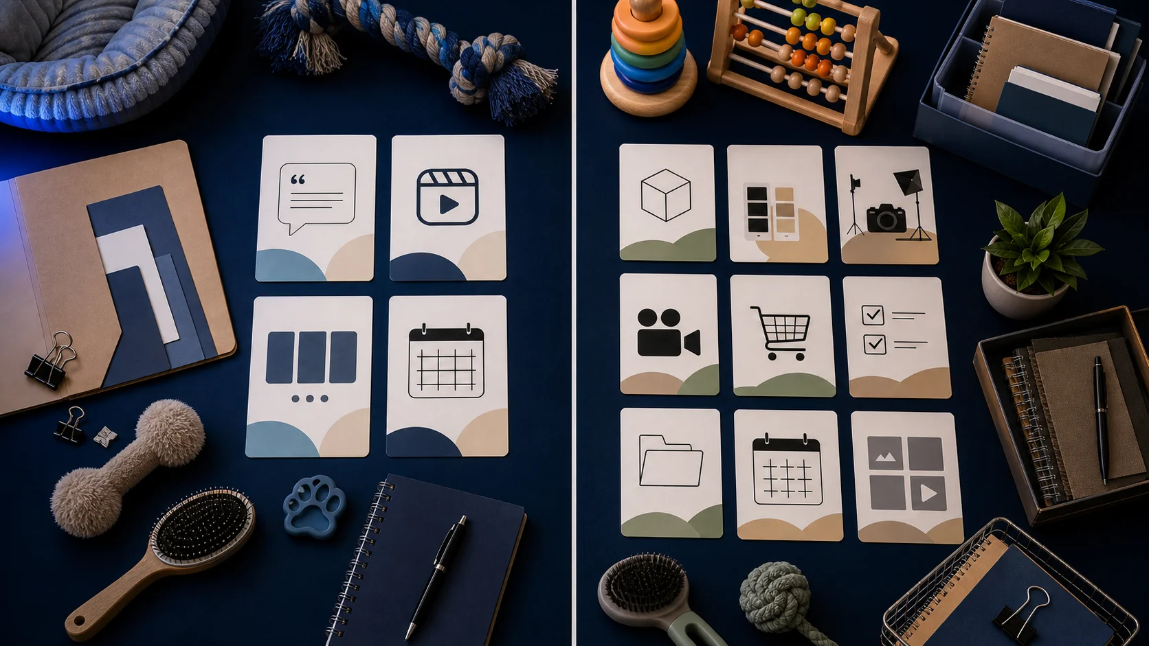 Comparison of AI social media tool workflow and product-aware ecommerce content workflow.